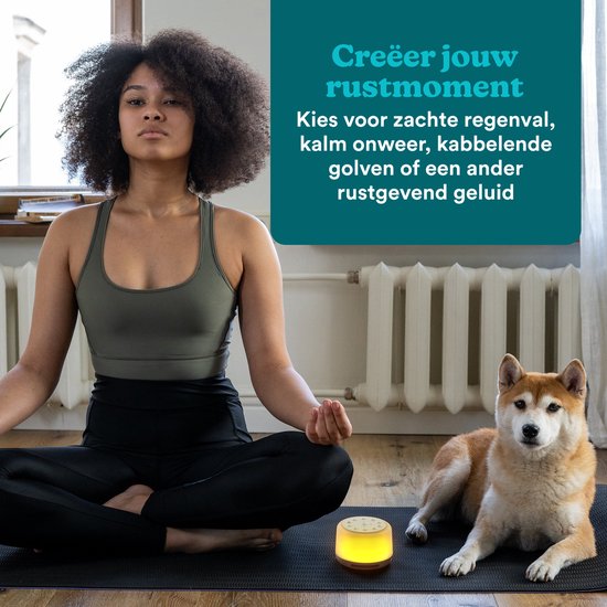 HoMedics Soundspa Aura Bluetooth Speaker Slaaphulp Met Verlichting - 68 uur Batterijduur - Meditatie Slaaptrainer met 14 Natuurlijke Geluiden - Nachtlampje met 7 kleuren en 5 Helderheidsniveaus - White Noise Rustgevende Babygeluiden - Wit