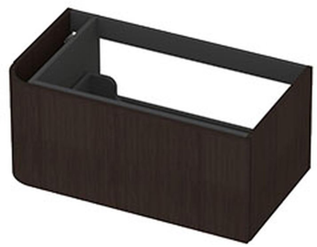 INK - Links Afgeronde Onderkast Fineer 1 Lade Softclose Tbv Grepen - 800x450x350 Mm - Dark Veneer