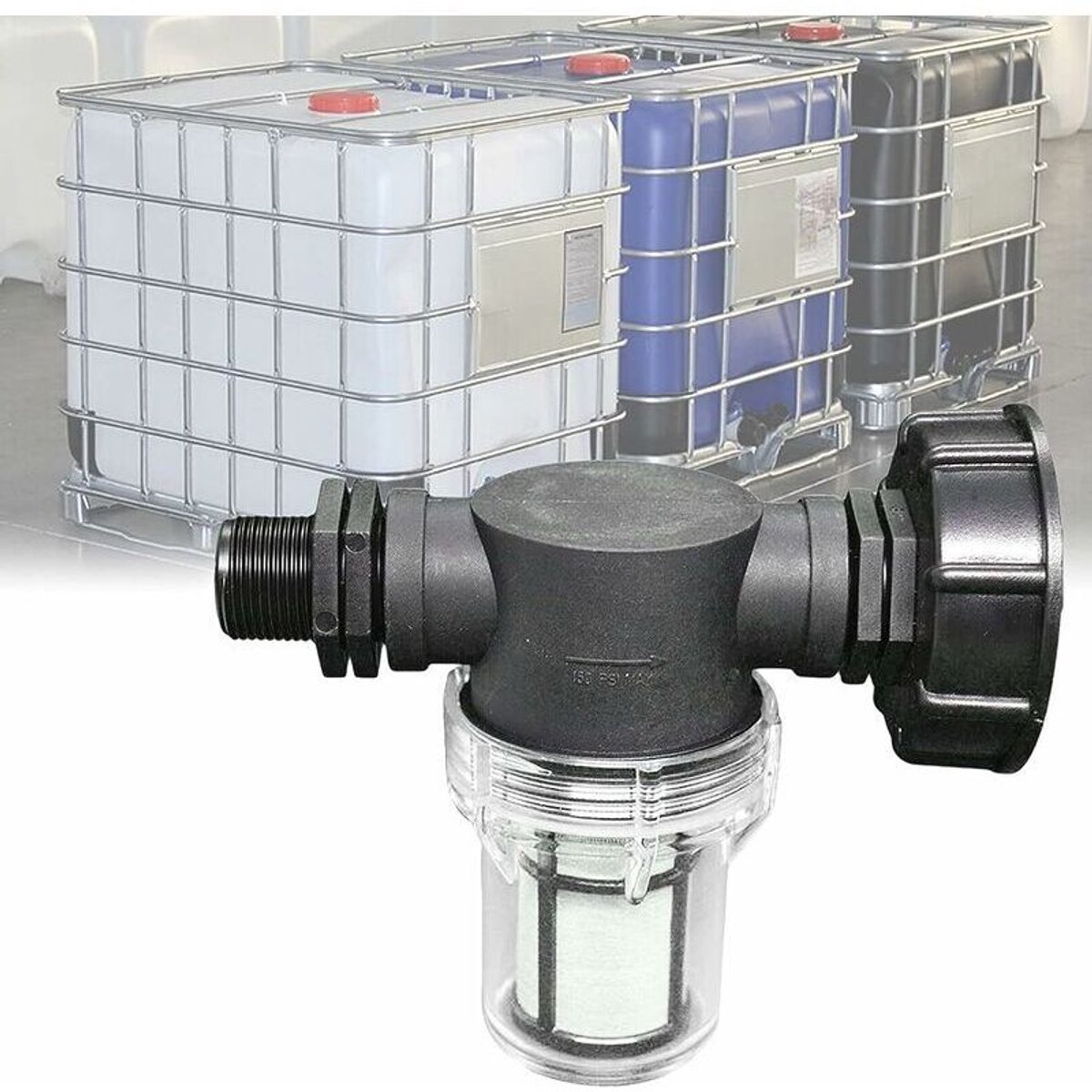 Kraan geschikt geschikt voor 1000L watertank, tuinslangaansluiting geschikt geschikt voor regenwaterfilters, aansluiting geschikt geschikt voor IBC-tank S60x6 (3/4 inch buitendraad).