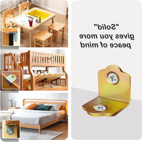 20 Stuks Kleine Hoekbeugels met Schroeven, 90 Graden L-vormige Steunen voor Versterken van Meubels, Bedframe en Kasten van Merkloos — afbeelding 3
