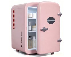 NETTLIFE Mini Koelkasten 4L - 12V/230V Auto Aansluiting - 25dB - Vrijstaand - Geschikt voor dranken cosmetica voedsel - Minikoelkast ideaal - voor in de auto - kamer - camping - kantoor - Roze