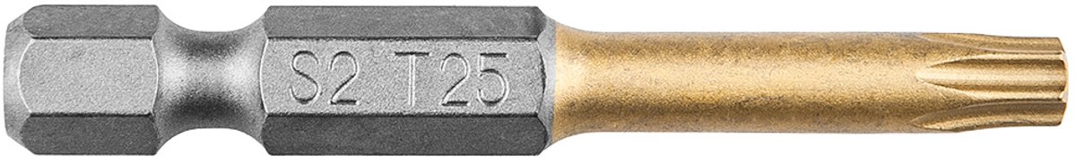 Bit Torx T25, 50mm S2 TIN, 1 op een blister