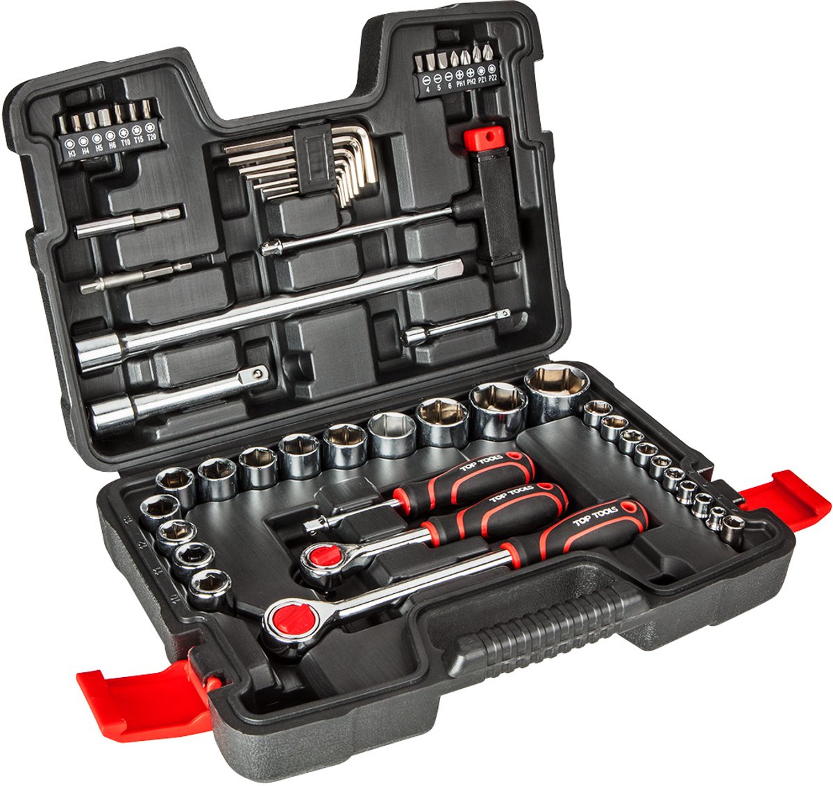 Top Tools Serie - Dopsleutelset - 53-delig - 1/4", 1/2" - Kunststof Koffer