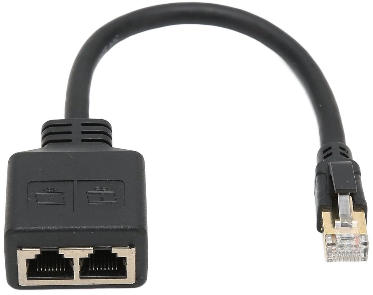 RJ45 Splitter Adapter voor 1 naar 2 Poorten, CAT8 Netwerkkabel Splitter voor Thuis en Kantoor Netwerkverbindingen