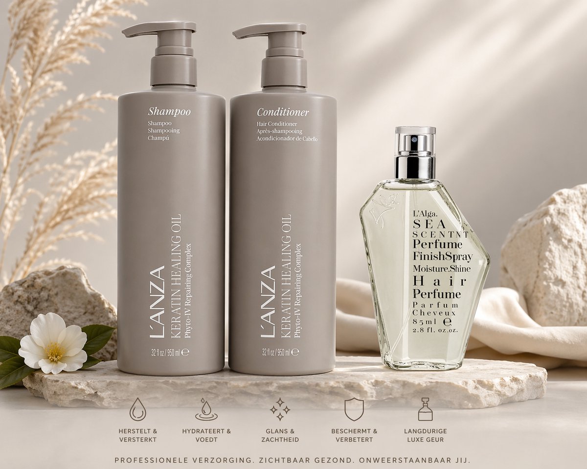 L’ANZA Keratin Healing Oil & L’Alga Sea Scent Professionele Herstel, Hydratatie en Luxe Geur in Één Complete Haarverzorging Routine