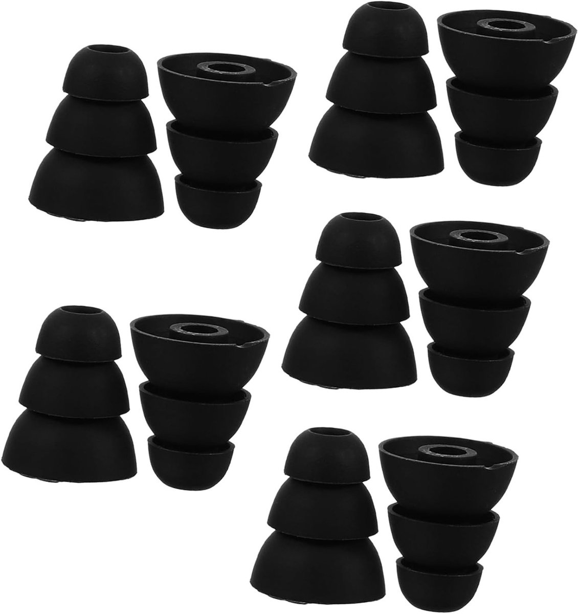 Drielaagse siliconen oordopjes voor oorkoptelefoon, geluidsisolatie, comfortabel en elastisch, maat L, 5 paar met 3,8 mm gatdiameter