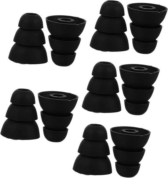 Drielaagse siliconen oordopjes voor oorkoptelefoon, geluidsisolatie, comfortabel en elastisch, maat L, 5 paar met 3,8 mm gatdiameter