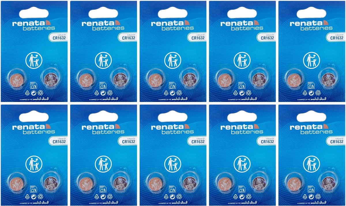 Renata - Knoopcel batterijen - CR1632 - Lithium - 3V - 10 stuks