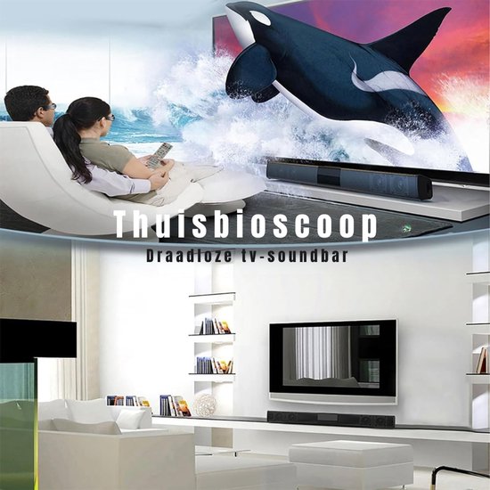 RUX® Soundbars - Soundbar met DSP-Technologie - Speaker met Bluetooth -Soundbar met Subwoofer - Soundbar PC - AUX - USN - TF-Kaart- met Ingebbouwde Microfoon - Klein - Zwart- 59cm x 9cm x 9cm van Merkloos — afbeelding 5