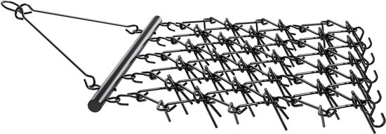 Zwarte metalen eg met een stang en 60 tanden, 5x4,5 voet.