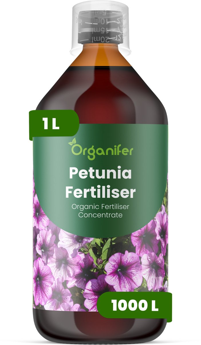 Vloeibare Meststof Voor Petuniamest 1 L Voor 1000 L - Npk 2-1-8 - Bevordert Onafgebroken Bloei En Een Hoge Knopproductie - Versterkt Wortelontwikkeling Voor Hitte- En Droogtetolerantie - Perfect Voor Alle Petuniavariëteiten - Organifer