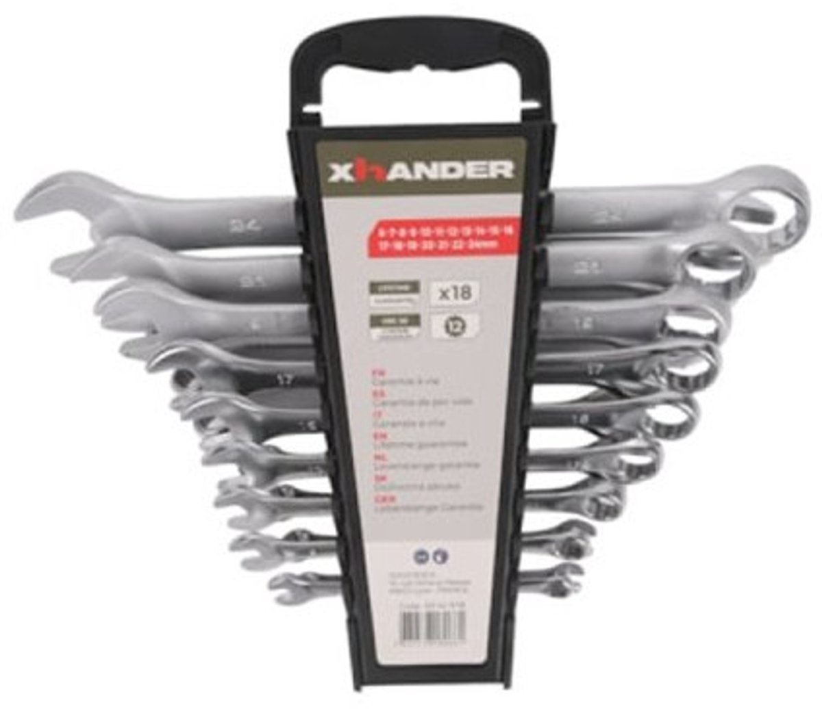 XHANDER Ringsteeksleutelset 18-delig - 6 tot 24 mm
