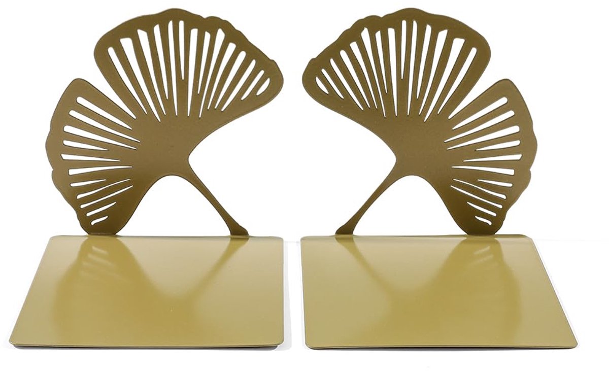 carmdering - Boekensteun - Boekenstandaard - Book Holder - Set van 2, metalen ginkgo-blad ontwerp - Stevig en antislip, voorkomt omvallen - Decoratief en ruimtebesparend - Perfect voor thuis en kantoor
