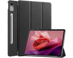 Tablet Hoes Geschikt voor Lenovo Tab P12 | Book Case met Standaard | Kunstlederen Beschermhoes | Tri-fold | Zwart