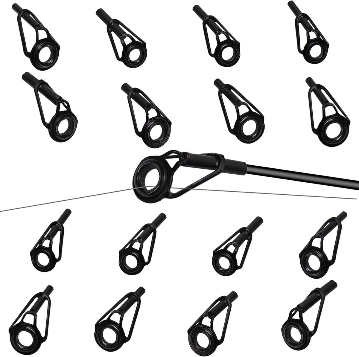 16-delige Reparatieset voor Visspullen met RVS Vissengidsringen en Keramische Tips voor Zoet- en Zoutwater vissen