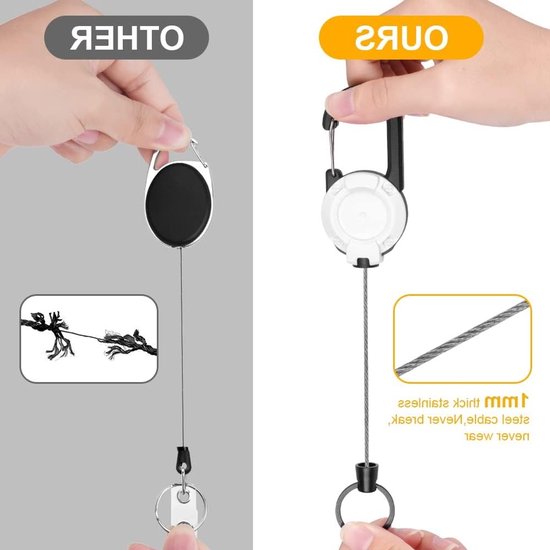 Duurzame Retractable Sleutelhanger en ID Badge Reel, 2 Stuks, Ideaal voor Sleutels en Identiteitskaarten, Handig en Stevig Ontwerp — afbeelding 3