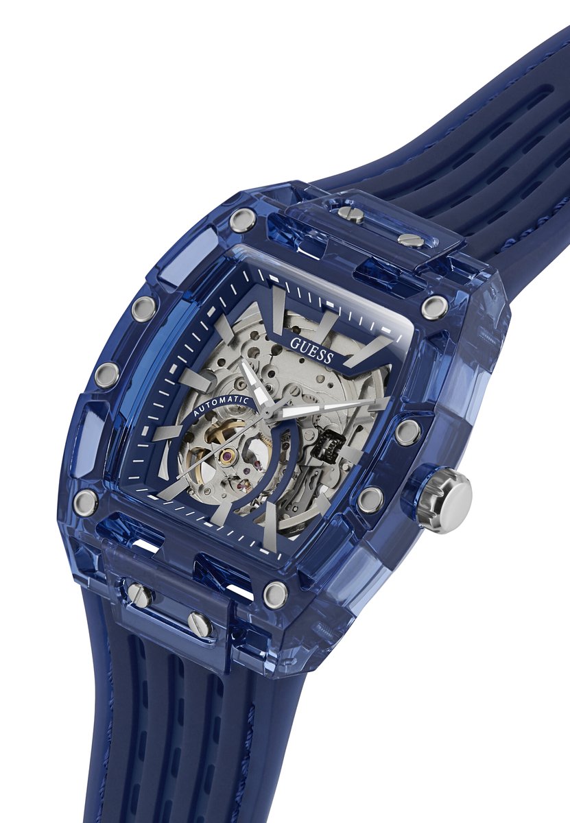 Guess Phoenix Quartz Analoog Horloge Blauw Kast: 100% Polycarbonaat | Armband: 100% Siliconen 42 mm GW1073G1, GW1073G2
