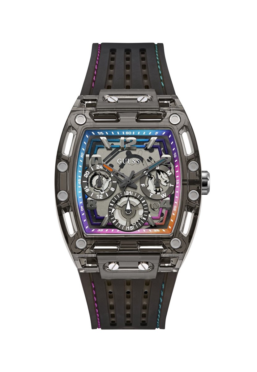 Guess Phoenix Analoge Kwartshorloge Zwart Kast Gemaakt Van 100% Polycarbonaat En Een Armband Van 100% Siliconen 42 GW0499G13, GW0499G14