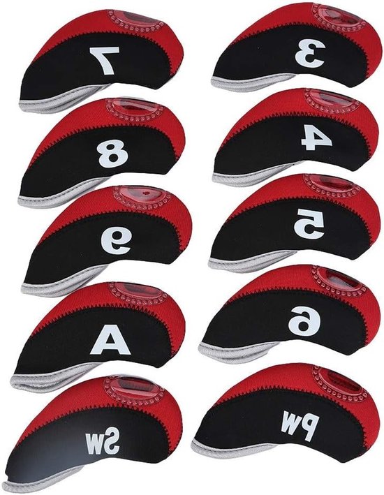 Golfclubhoofd Putter-hoofdbedekking Golfkap IJzerafdekking Golf - 10 stuks met cijfers (rood) . — afbeelding 5