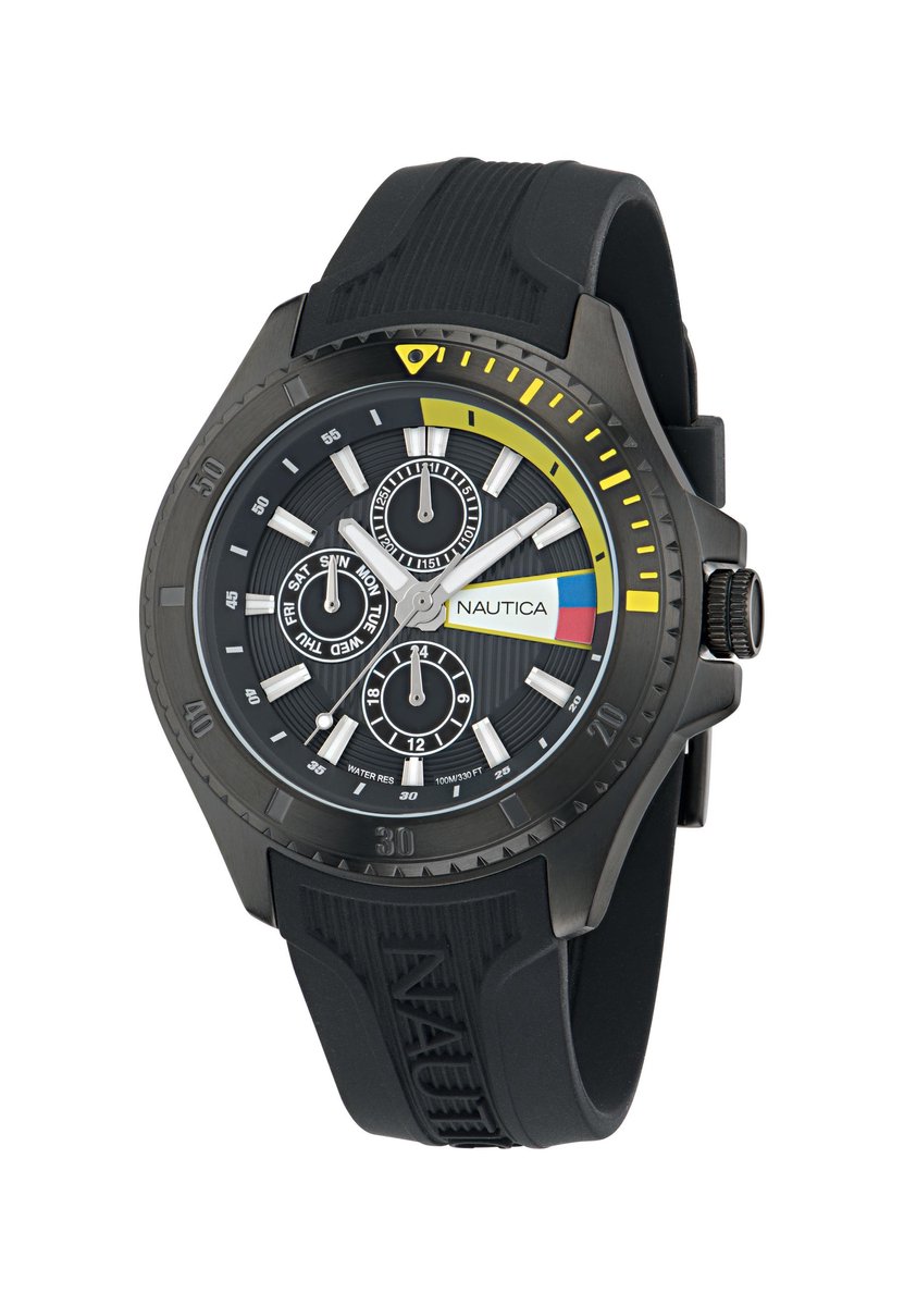 Nautica Nct Leeway Quartz Analoog Horloge Tweetoon Kast: 100% Roestvrij Staal | Armband: 100% Siliconen 45 mm NAPLWS601, NAPLWS603