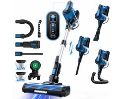 Grenintol V870 Steelstofzuiger - Snoerloze Stofzuiger met Accu - Draadloos Steelstofzuiger - 60000Pa Krachtige Zuigkracht - 350W Borstelloze Motor - 1.6L Grote Stofbak - HEPA Filter - LED Verlichting - Voor Dierenharen & Harde Vloeren - Blauw