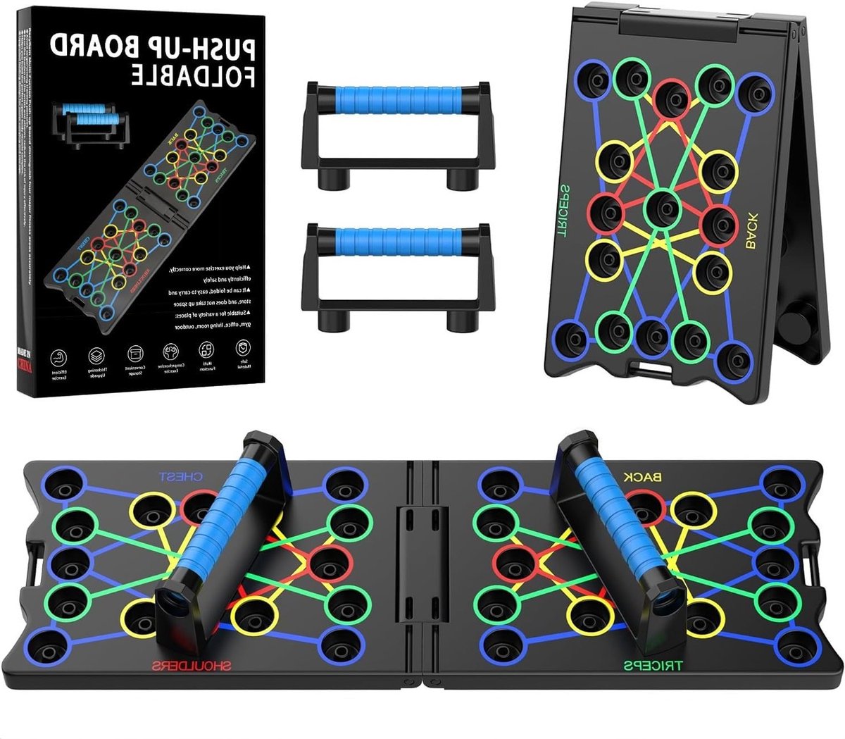 Multifunctioneel 24-in-1 Push Up Board voor Thuis Fitness - Vouwbaar en Draagbaar Trainingshulpmiddel voor Krachttraining en Spieropbouw voor Mannen en Vrouwen
