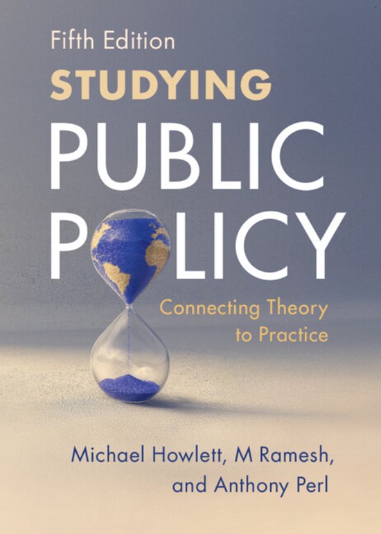 Vijfde editie, Studying Public Policy: Connecting Theory to Practice. Zandloper met blauw zand.