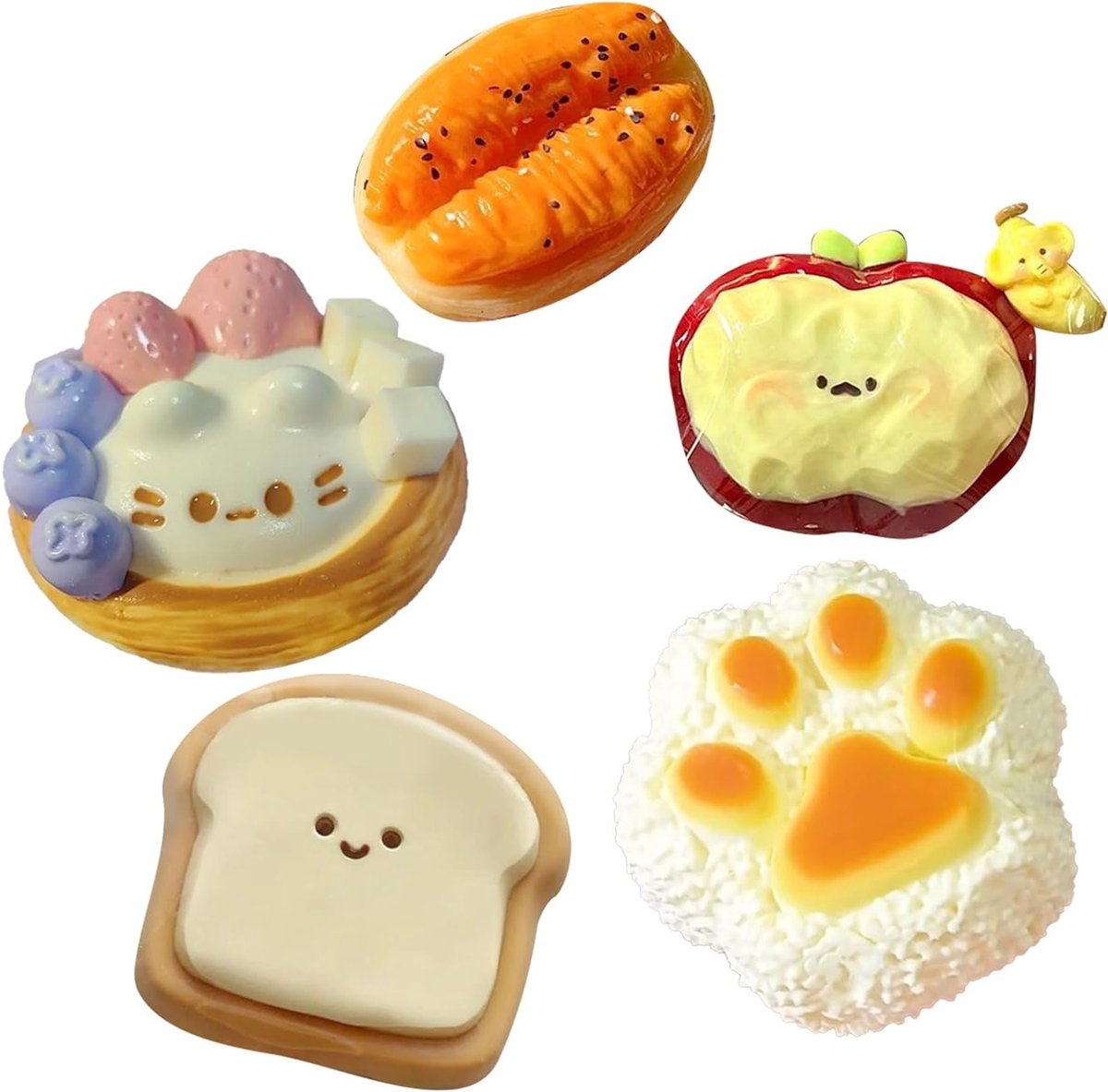 Set van 5 Mochi Squishy Speelgoed voor Stressverlichting - Antistress Speelgoed voor Kinderen en Volwassenen, Perfect als Cadeau voor Feestdagen en Verjaardagen