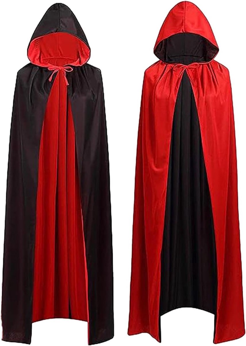 Dubbelzijdige Vampiercape in Zwart/Rood voor Halloween Cosplay Kostuum voor Kinderen en Volwassenen, Perfect voor Feestjes en Theatrale Optredens (120 cm)
