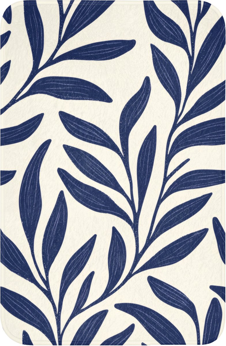 WC mat 40x60 cm - Antislip - Bladeren - Klimop - Donkerblauw - Toiletmat - Vloermat - Douc