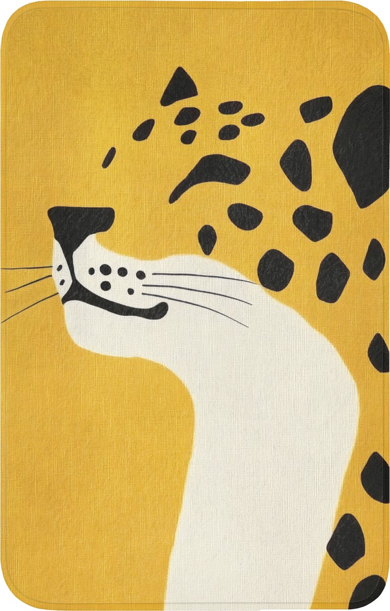 WC mat 50x80 cm - Antislip - Cheetah - Illustratie - Geel - Toiletmat - Vloermat - Douchem