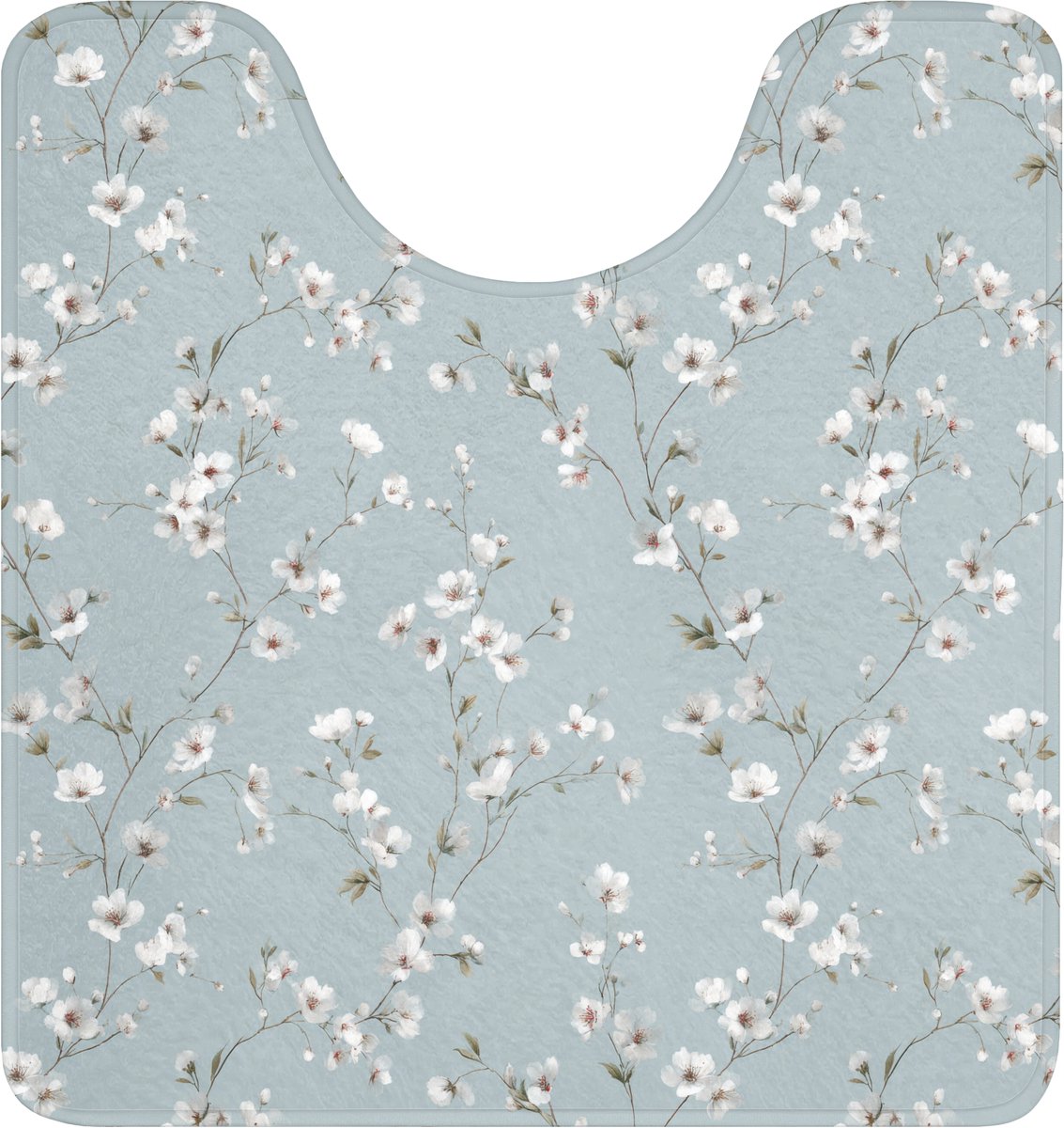 WC mat met uitsparing 55x60 cm - Antislip - Klassiek - Bloemen - Blauw - Toiletmat met uit