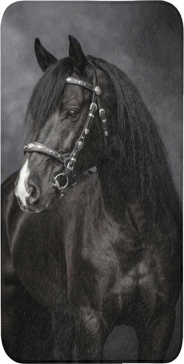 Badmat 60x120 cm - Antislip - Portret - Paard - Zwart - Badmatten voor badkamer - Badkamermat - Douchemat - Badkamer mat