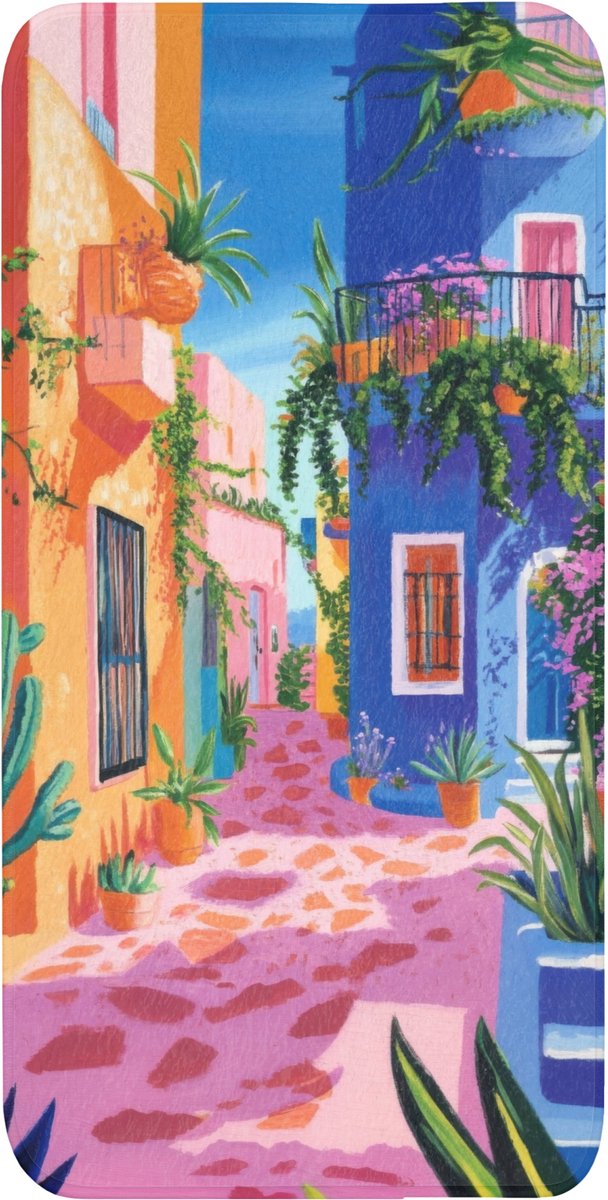 Badmat 60x120 cm - Antislip - Geel - Blauw - Oranje - Huis - Badmatten voor badkamer - Badkamermat - Douchemat - Badkamer mat