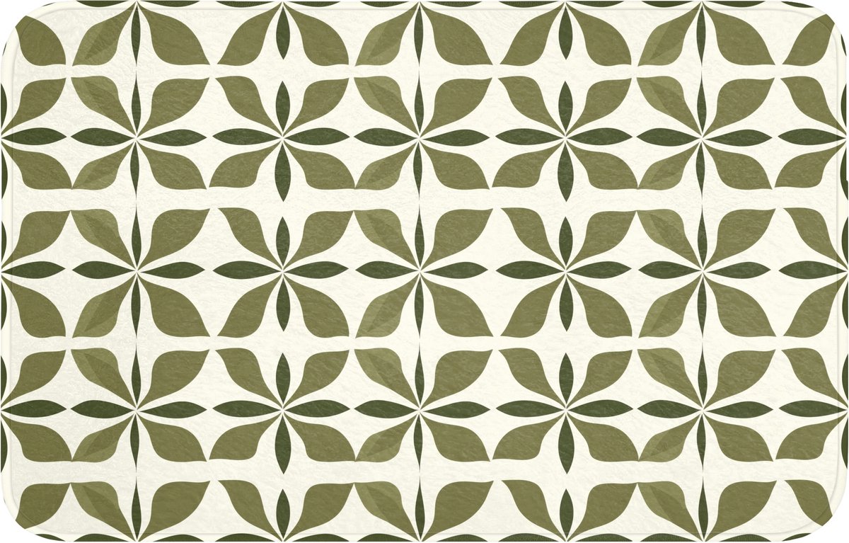 WC mat 80x50 cm - Antislip - Botanisch - Retro - Groen - Toiletmat - Vloermat - Douchemat