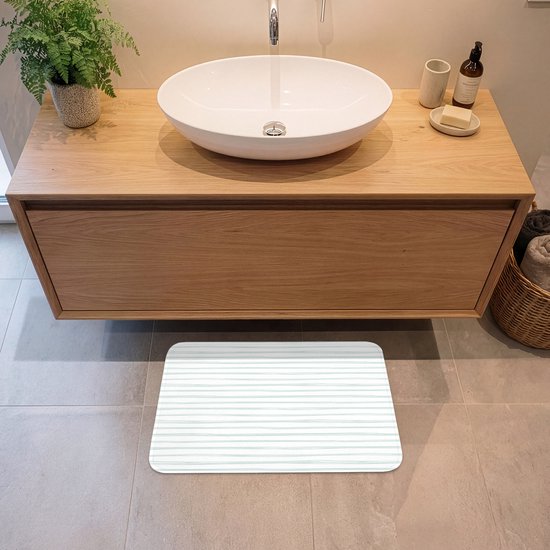 Badmat 60x40 cm - Antislip - Groen - Strepen - Patroon - Badmatten voor badkamer - Badkamermat - Douchemat - Badkamer mat