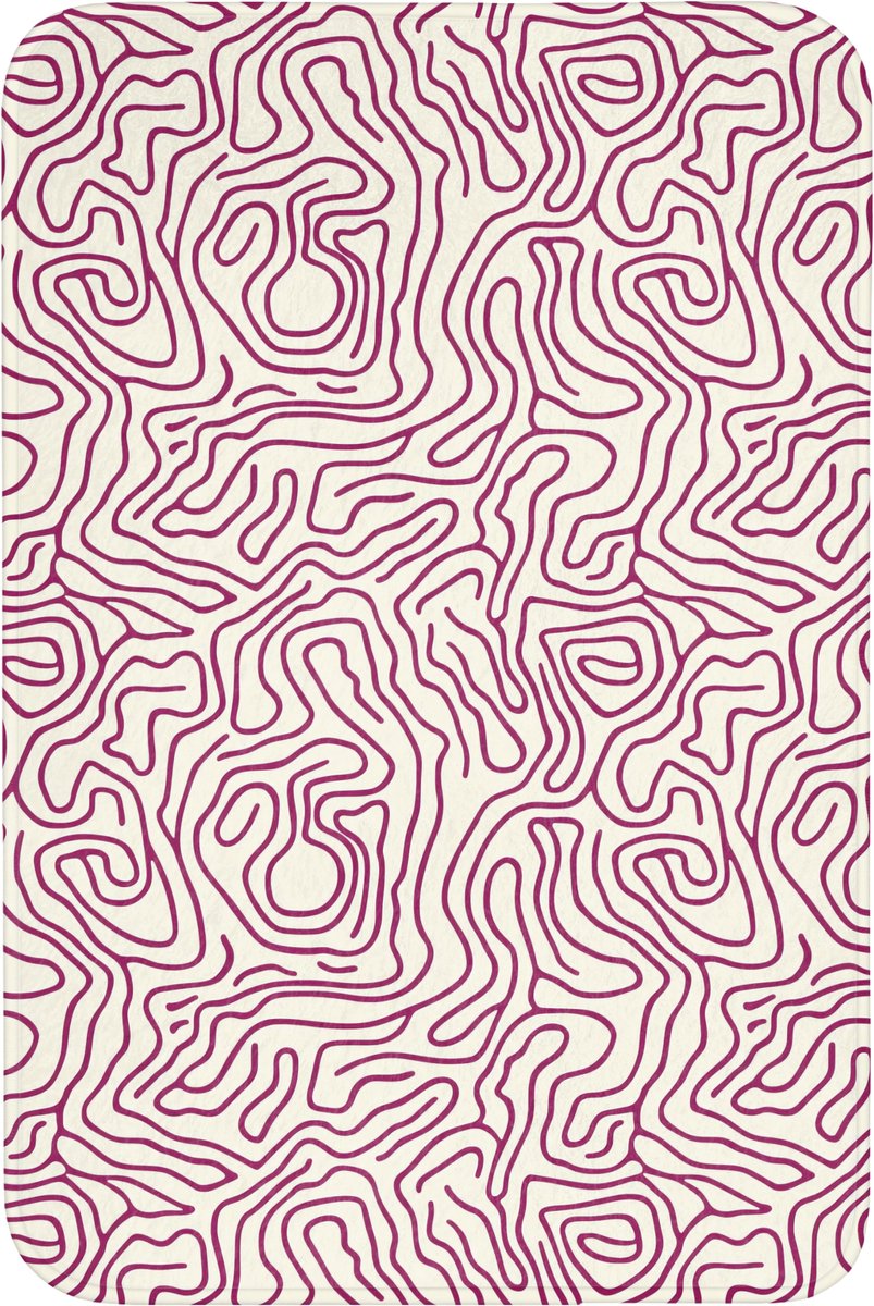 WC mat 60x90 cm - Antislip - Kronkelende lijn - Magenta - Crème - Toiletmat - Vloermat - D