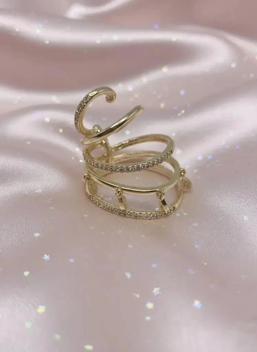 Dorvina Earcuff Kraakbeen Oorbel Messing Zirkonia Goudkleurig Ring Suyolu Model Dames Oorbellen