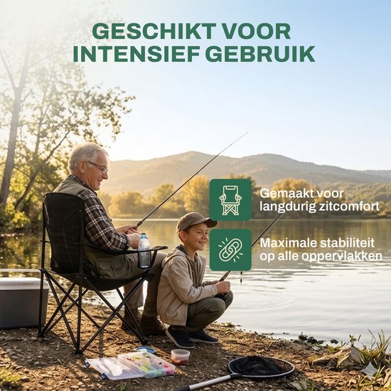 Recalma Campingstoel Opvouwbaar - Met Koelvak & Bekerhouder - Visstoel Klapstoel - Ademende Rugleuning - 150 kg - Incl. Draagtas - Zwart van Merkloos — afbeelding 3