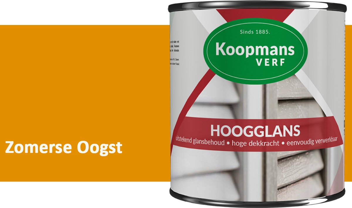 Koopmans Hoogglans Lakverf Binnen & Buiten – Voor Hout en Metaal – Krasvast – Hoge Dekkracht – Kozijnen, Deuren & Meubels – Zomerse Oogst – 375 ml