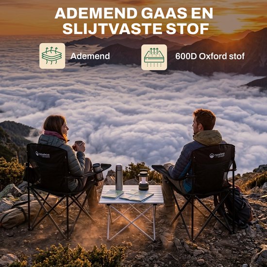 Recalma Campingstoel Opvouwbaar - Met Koelvak & Bekerhouder - Visstoel Klapstoel - Ademende Rugleuning - 150 kg - Incl. Draagtas - Zwart van Merkloos — afbeelding 5