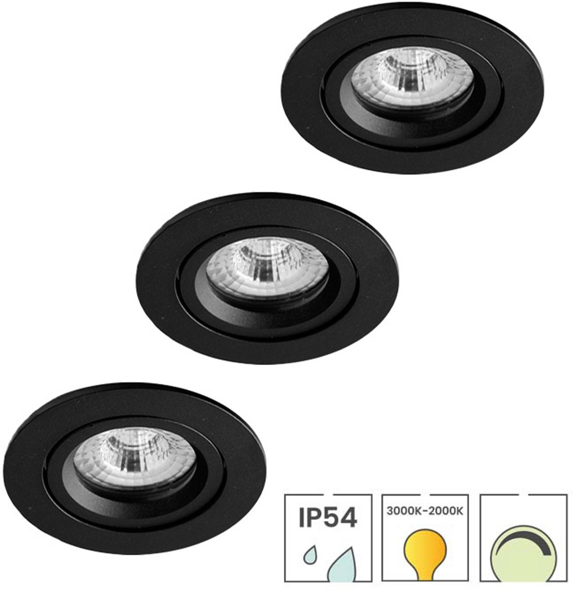 Lybardo - Lage Inbouwspots - 3-pack - 5W - Dim to warm - Waterdicht - Spotjes Inbouw