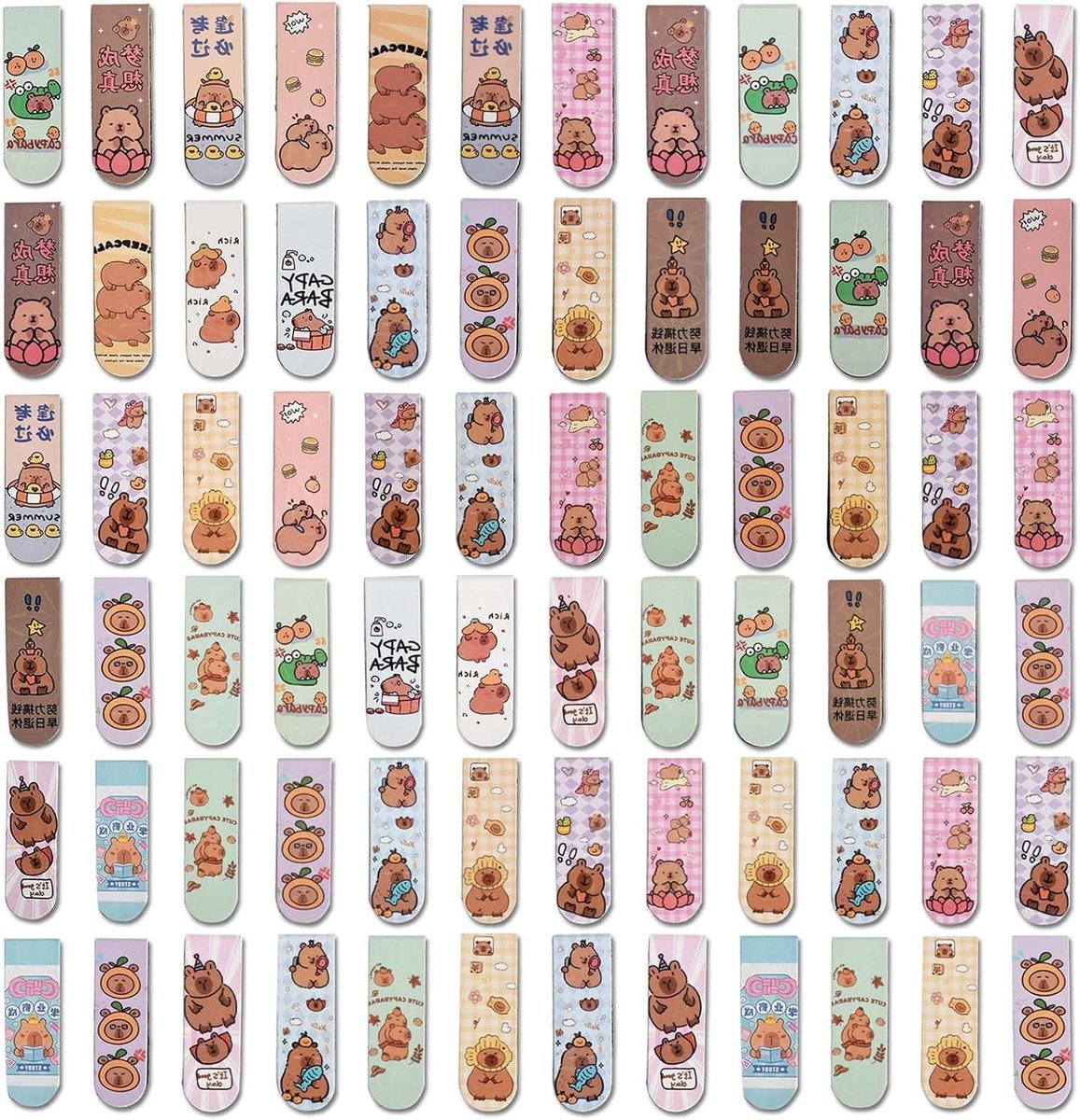 Magnetische Boekenleggers voor Kinderen, 72 Stuks met Schattige Dieren, 6 x 2 cm, Bladwijzers voor Lezers, Perfecte Cadeaus voor Halloween en Kerst, Onderwijsaccessoires