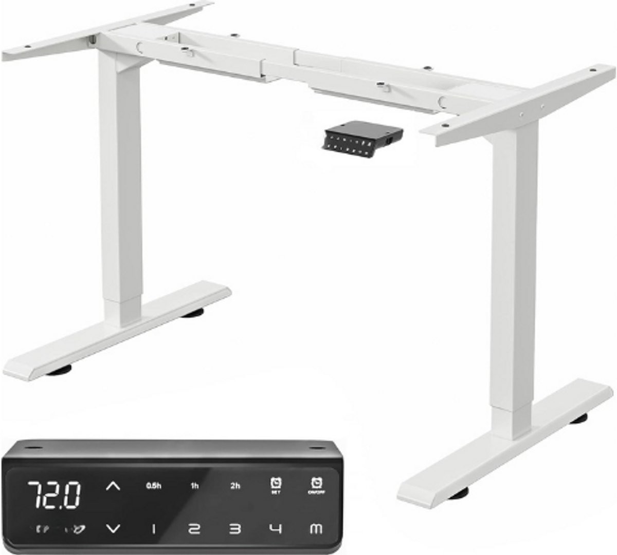 Maidesite Elektrisch In Hoogte Verstelbaar Bureau Frame - Zit Sta Tafelframe Met 2 Motoren - Wit - Geschikt Voor Diverse Tafelbladen - Ergonomisch Onderstel Voor Thuis En Kantoor