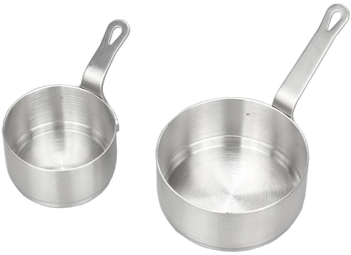 2-delige roestvrijstalen mini koekenpannenset met lange steel
