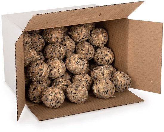 CJ Wildlife 50st Vetbollen met Meelwormen voor Vogels - Mezenbollen zonder Net - Vogelvoer Buitenvogels - Energierijk Tuinvogelvoer - Voordeelverpakking