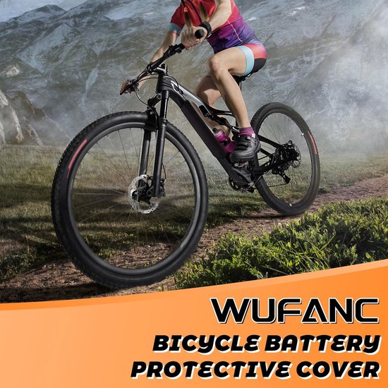 E-bike accu hoes - Accubeschermer - Fietsaccu beschermhoes - Frame beschermer - Universeel - Waterdicht - Voor elektrische fiets - Bescherming tegen kou en regen - Zwart-oranje van Merkloos — afbeelding 4