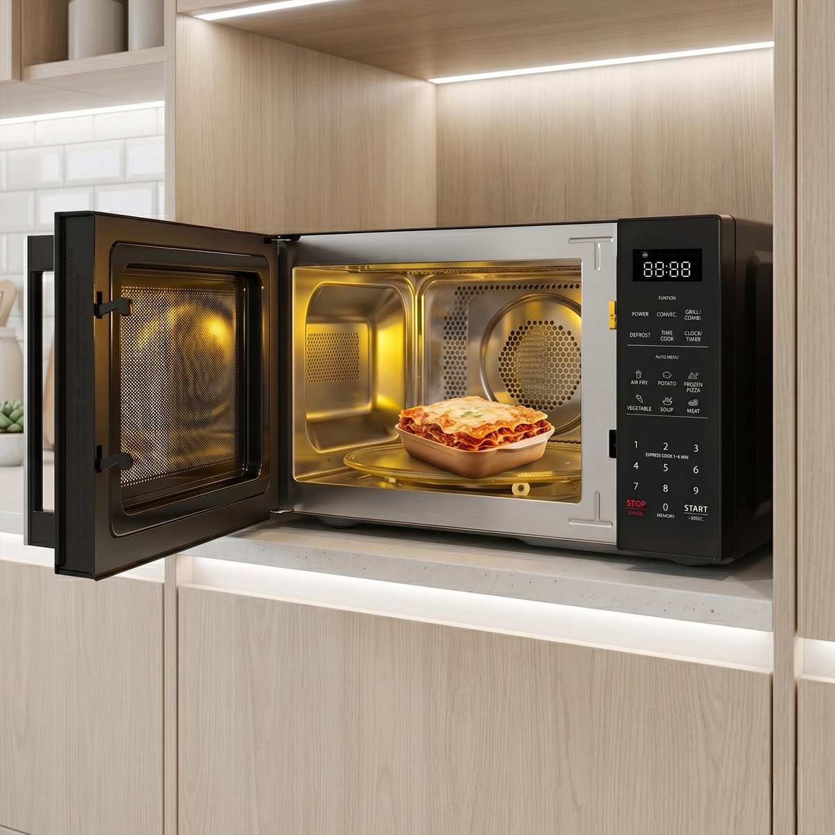 Heinner Combi Magnetron Vrijstaand 23 Liter - Magnetron met Grill, Heteluchtoven & Airfryer - 4-in-1 met 900W & 10 Airfry Programma's - Zwart — afbeelding 4