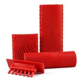 Rode structuurkammen set rubber houtnerf effect kam verf structuur gereedschap beide 4 stuks schilder hulpmiddel