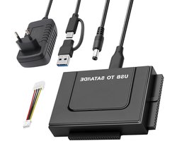 USB 3.1 naar IDE/SATA Hard Drive Adapter voor 2.5"/3.5" HDD/SSD met 12V/2A Voeding, Compatibel met Windows/MacOS/Linux, Snelle Gegevensoverdracht tot 6Gbps